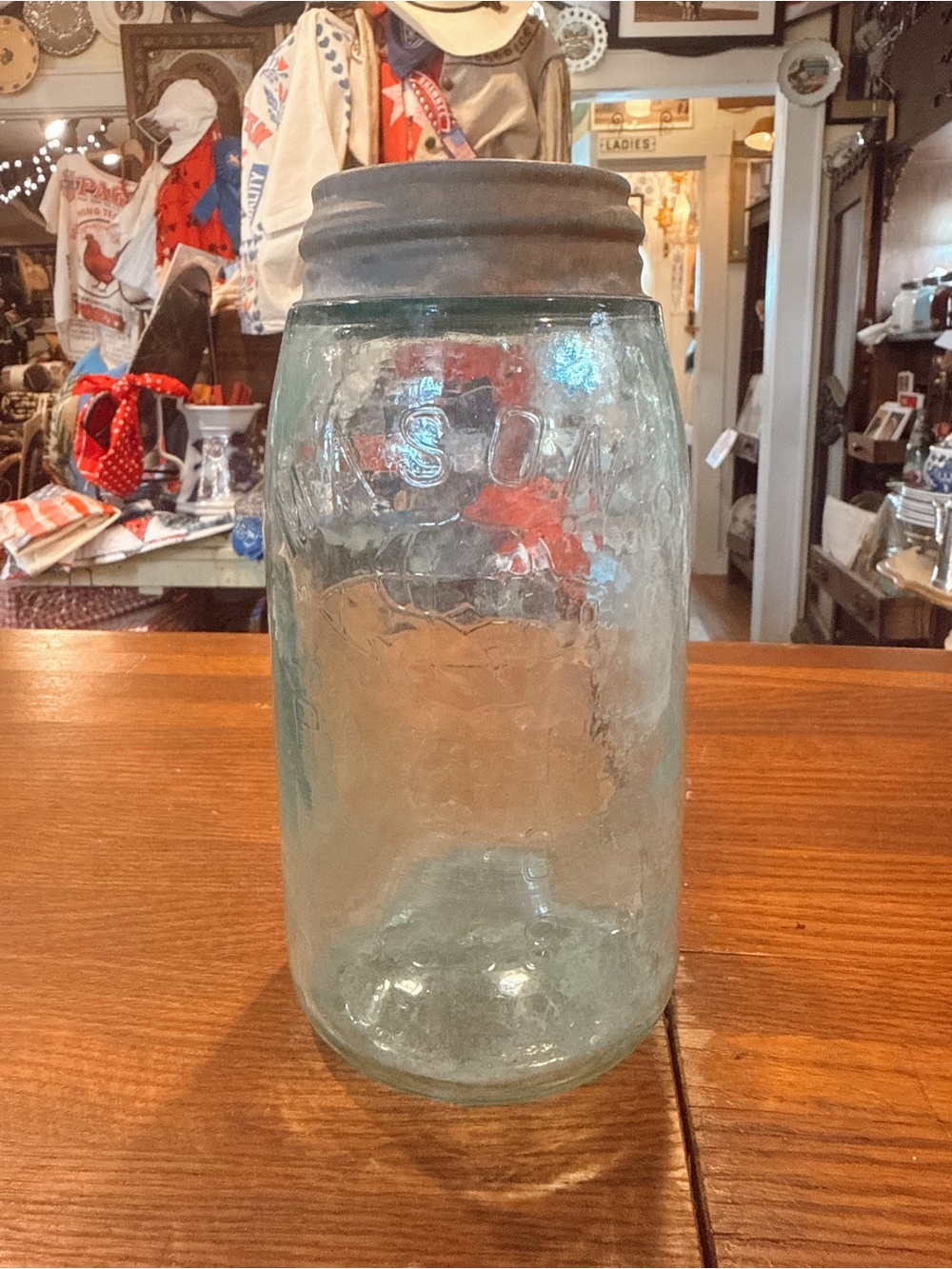 Mason Clear Aqua Glass Jar with Metal Lid